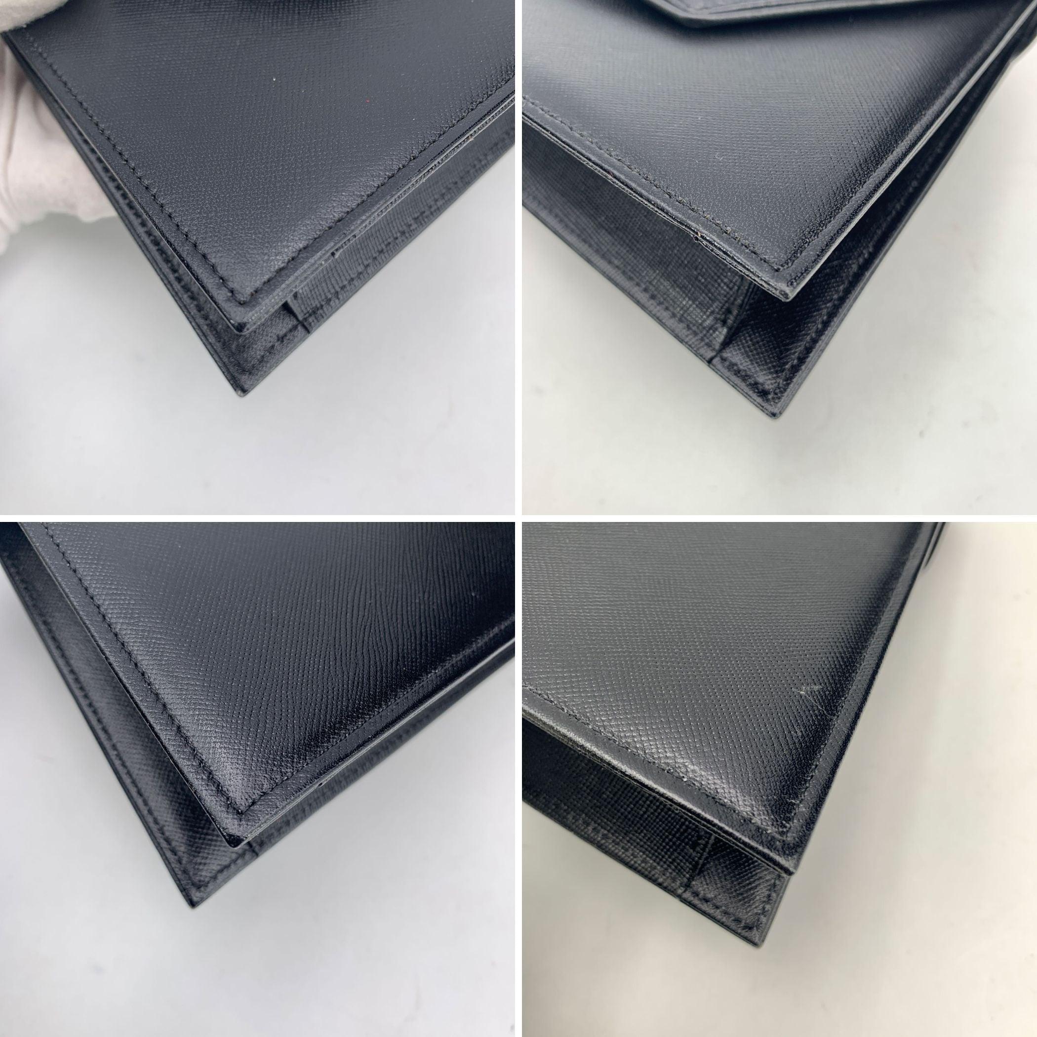 Yves Saint Laurent Vintage Black Leather Trapeze Clutch Bag Purse For Sale 1