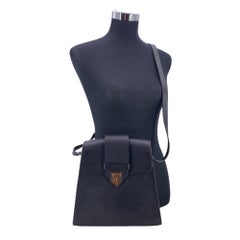 Yves Saint Laurent Vintage Black Leather Trapeze Crossbody Shoulder Bag