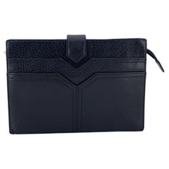 Yves Saint Laurent Vintage Black Leather Y Clutch Bag Handbag
