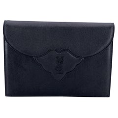 Yves Saint Laurent Vintage Schwarz Leder YSL Clutch Bag Handtasche