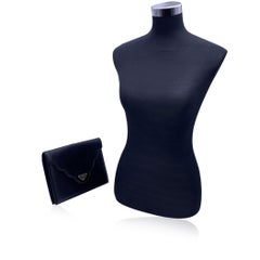 Yves Saint Laurent Vintage Black Leather YSL Flap Clutch Bag Handbag