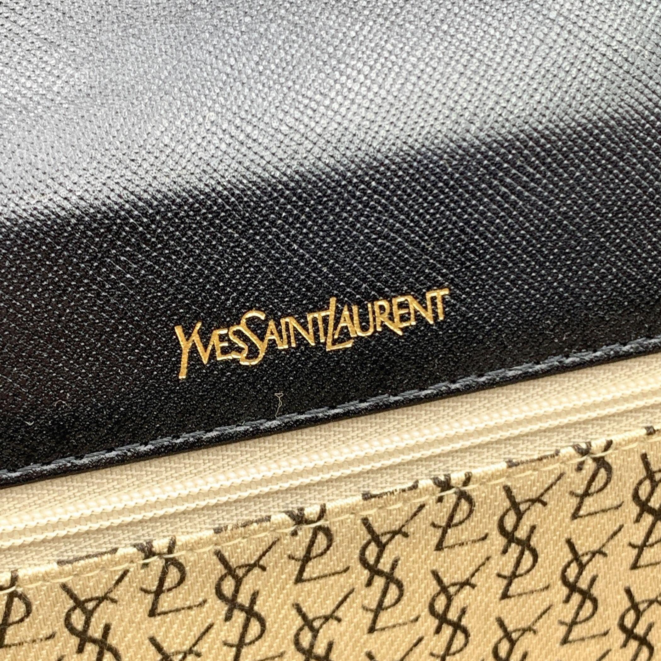 Yves Saint Laurent Vintage Clutch aus schwarzem Leder mit YSL-Logo 2