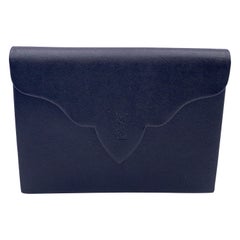 Yves Saint Laurent Vintage Black Leather YSL Logo Flap Clutch Purse