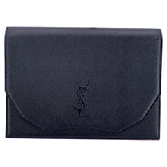 Yves Saint Laurent Vintage Black Leather YSL Logo Purse Clutch Bag