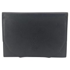 Yves Saint Laurent Vintage Black Leather YSL Logo Purse Clutch Bag