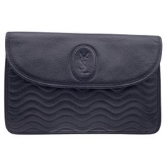 Yves Saint Laurent Vintage Black Quilted Leather Clutch Bag Handbag