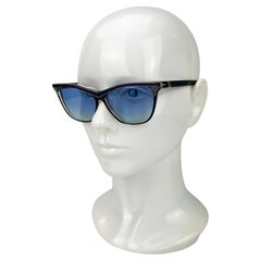 Yves Saint Laurent Vintage Black Rhinestone Cat Eye Sunglasses c1980s