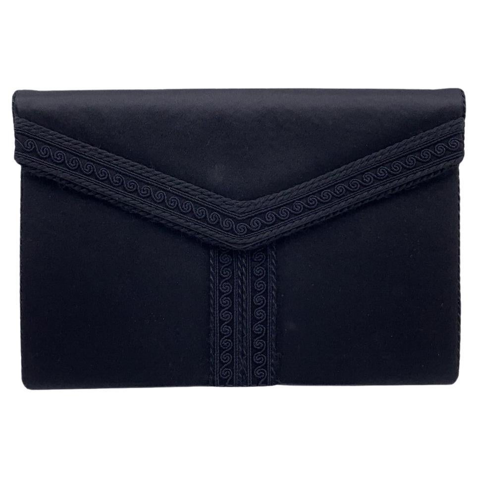 Yves Saint Laurent Vintage Black Satin Clutch Bag Handbag