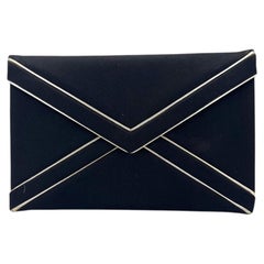 Yves Saint Laurent Vintage Black Satin Envelope Clutch Bag Handbag