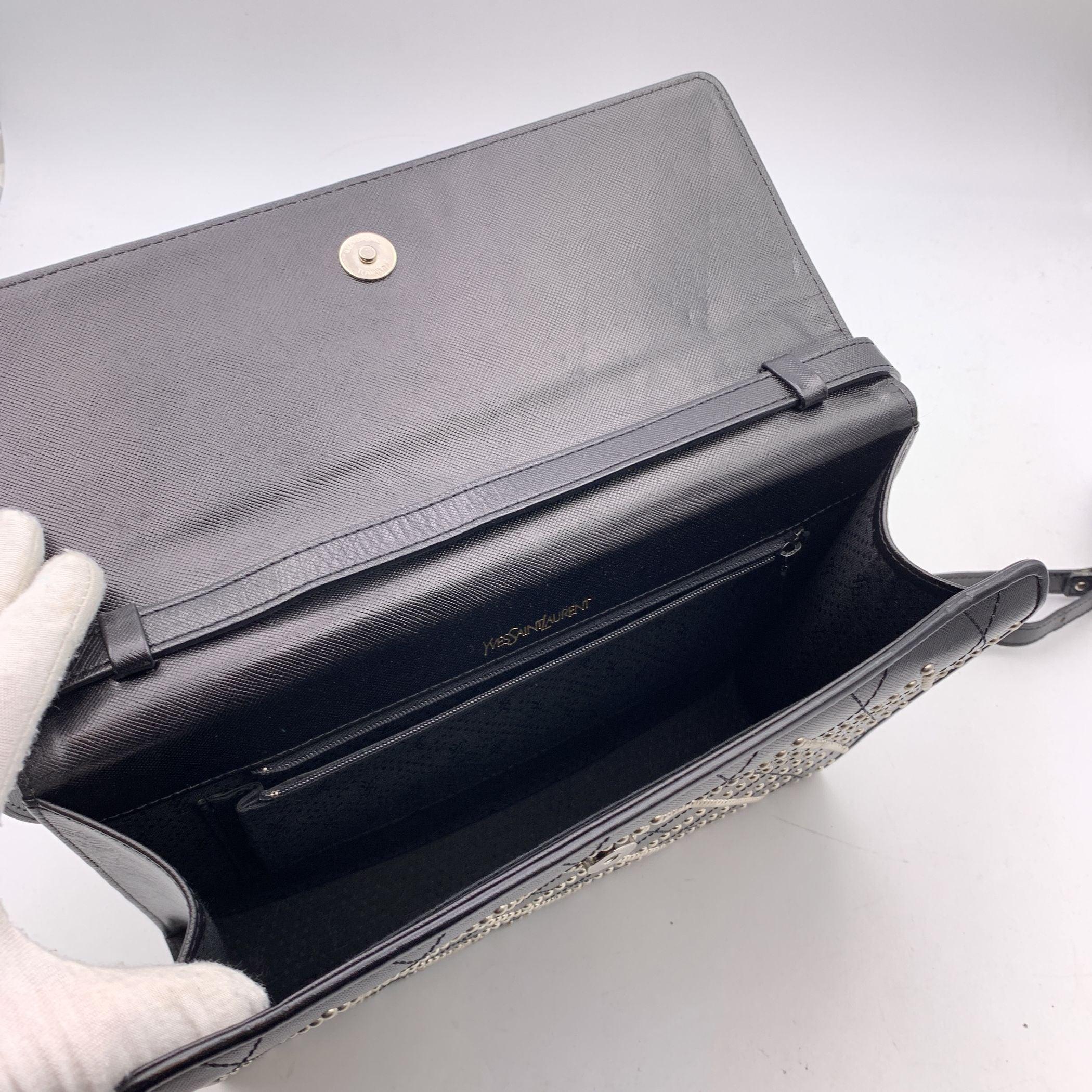 Women's Yves Saint Laurent Vintage Black Studded Convertible Shoulder Bag For Sale
