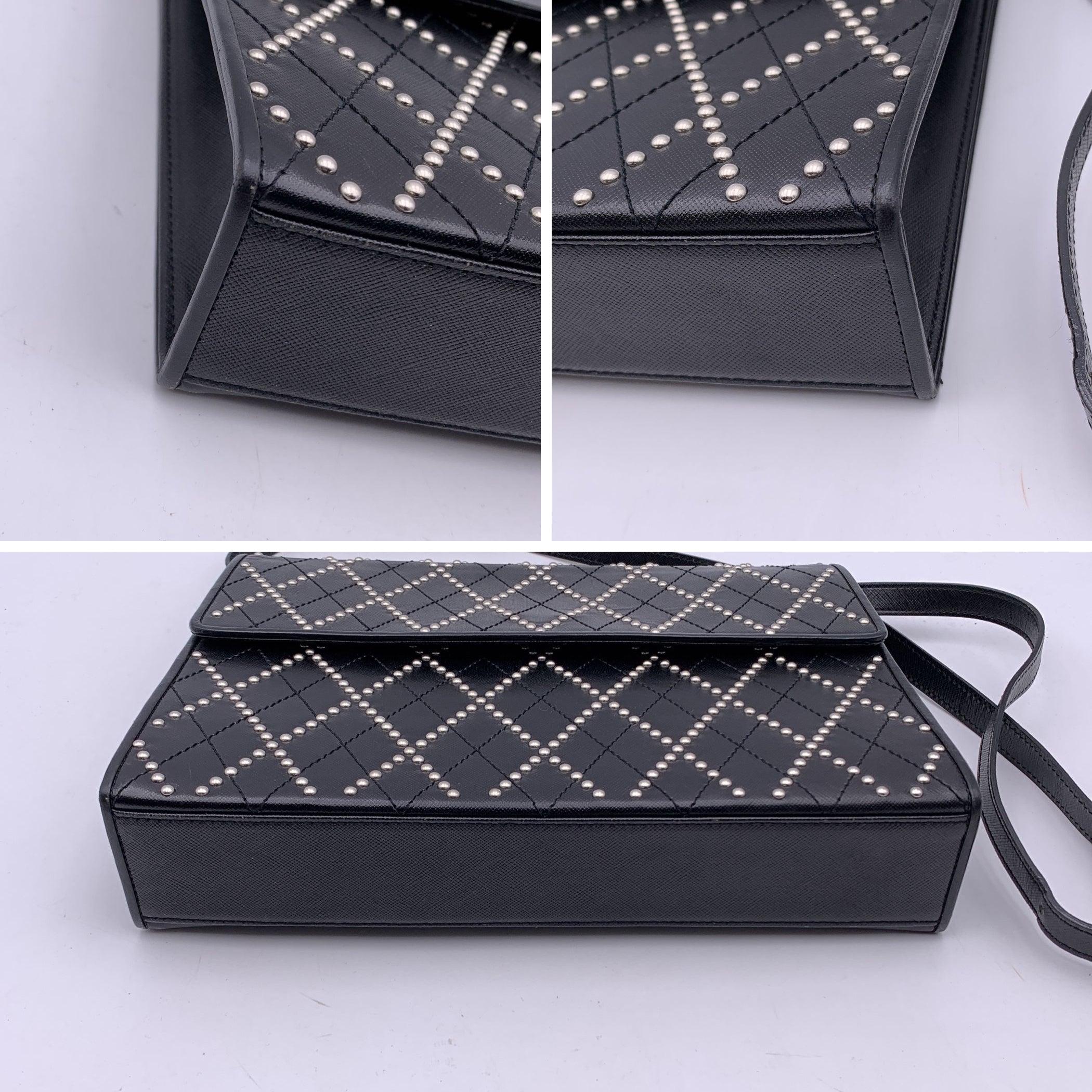 Yves Saint Laurent Vintage Black Studded Convertible Shoulder Bag For Sale 2