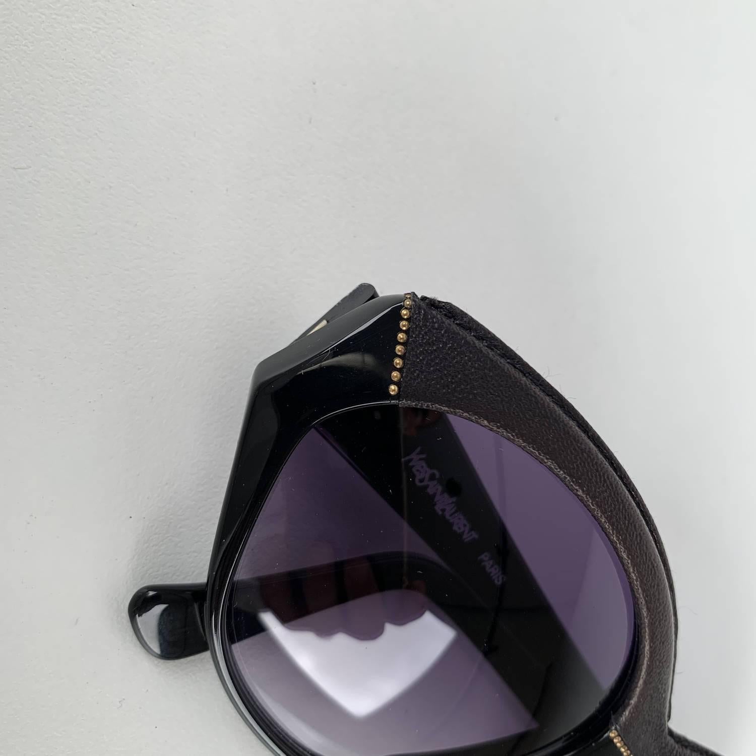 Yves Saint Laurent Vintage Black Sunglasses 8916 P367 with Leather 1