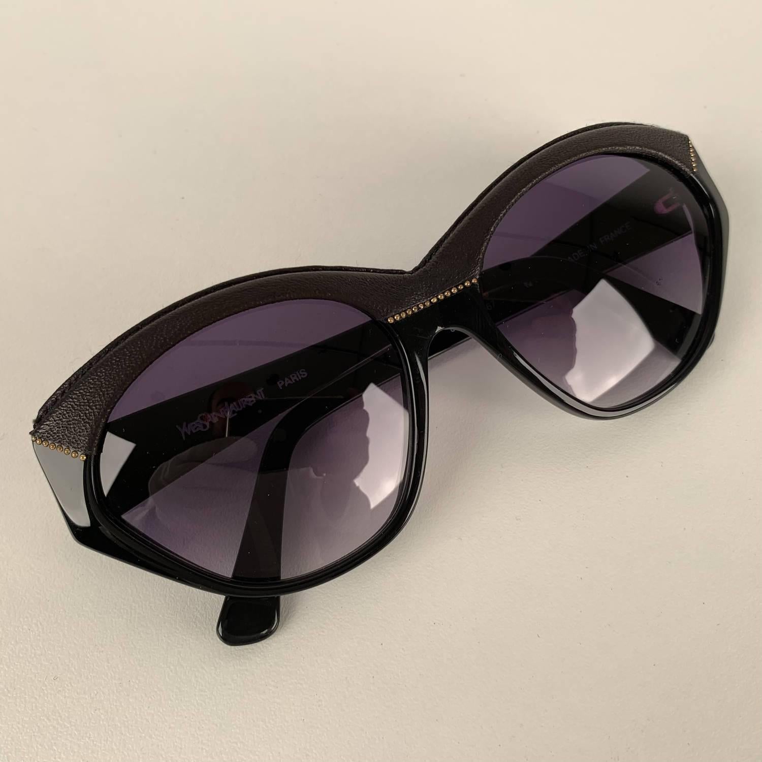 Yves Saint Laurent Vintage Black Sunglasses 8916 P367 with Leather 3