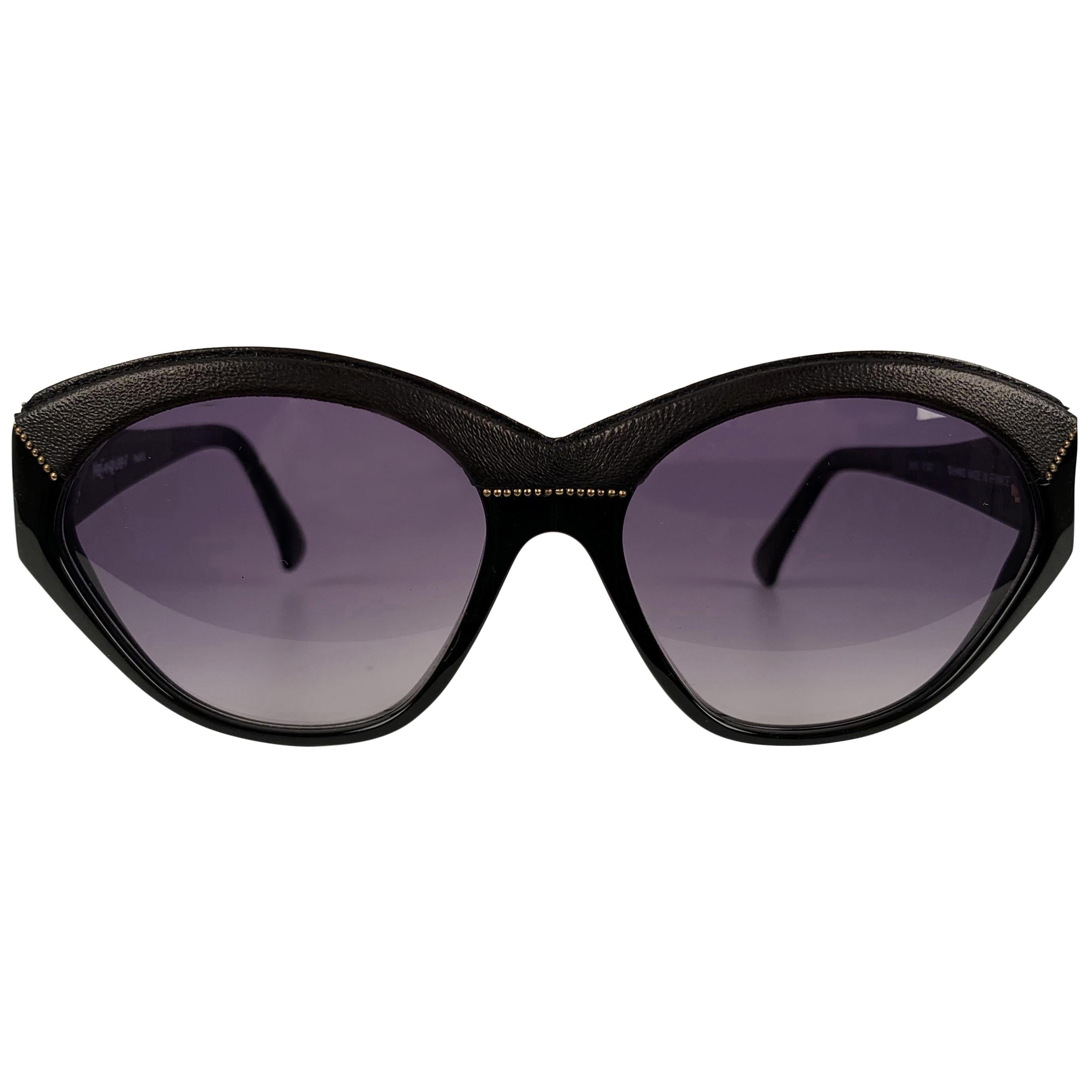 Yves Saint Laurent Vintage Black Sunglasses 8916 P367 with Leather