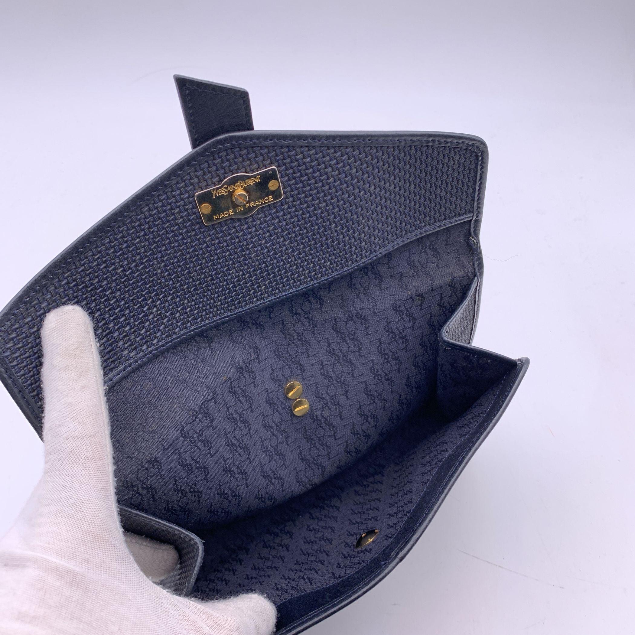 Yves Saint Laurent Vintage Black Textured Vinyl Canvas Clutch Bag 1