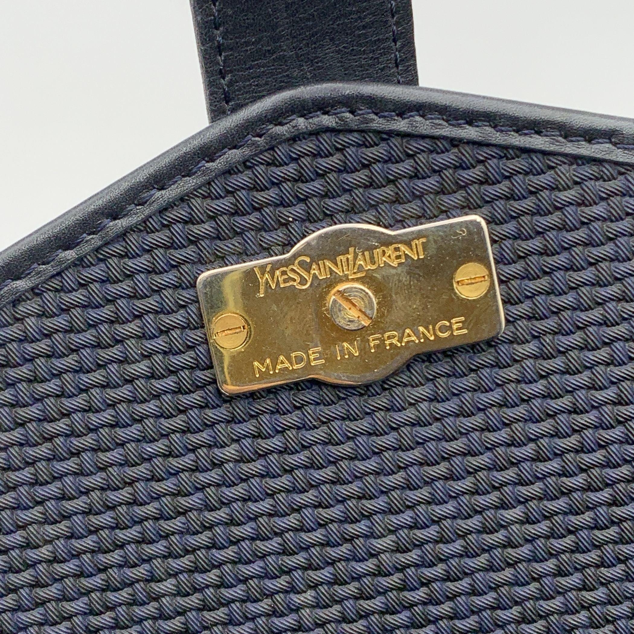 Yves Saint Laurent Vintage Black Textured Vinyl Canvas Clutch Bag 2