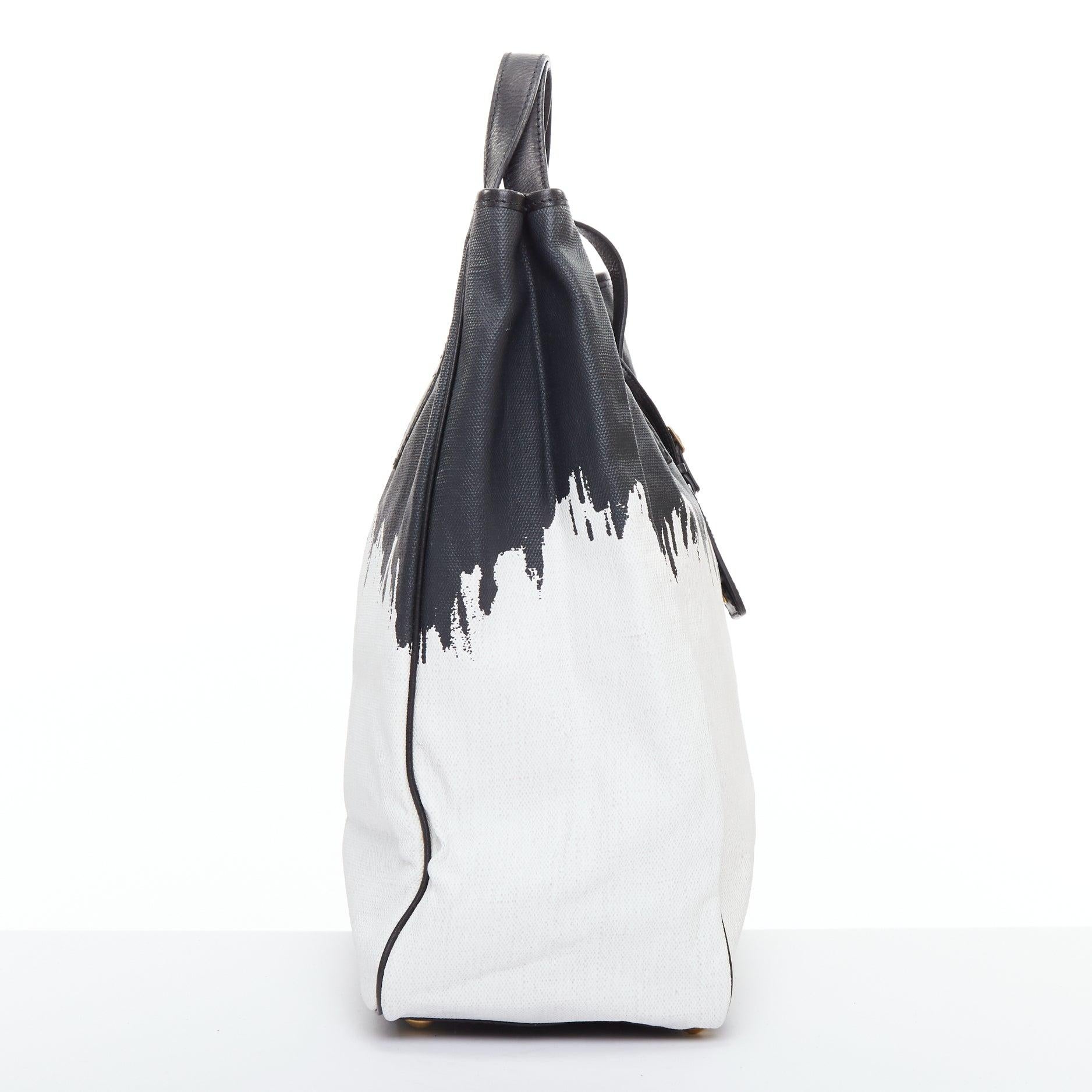 De las mujeres YVES SAINT LAURENT Bolso tote Y vintage de lona Raspail Cascade blanco negro