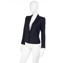Yves Saint Laurent Vintage Black Wool Cropped Blazer Jacket