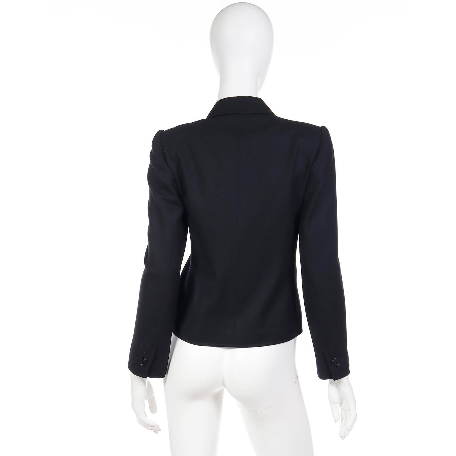 Women's Yves Saint Laurent Vintage Black Wool Cropped Blazer Jacket