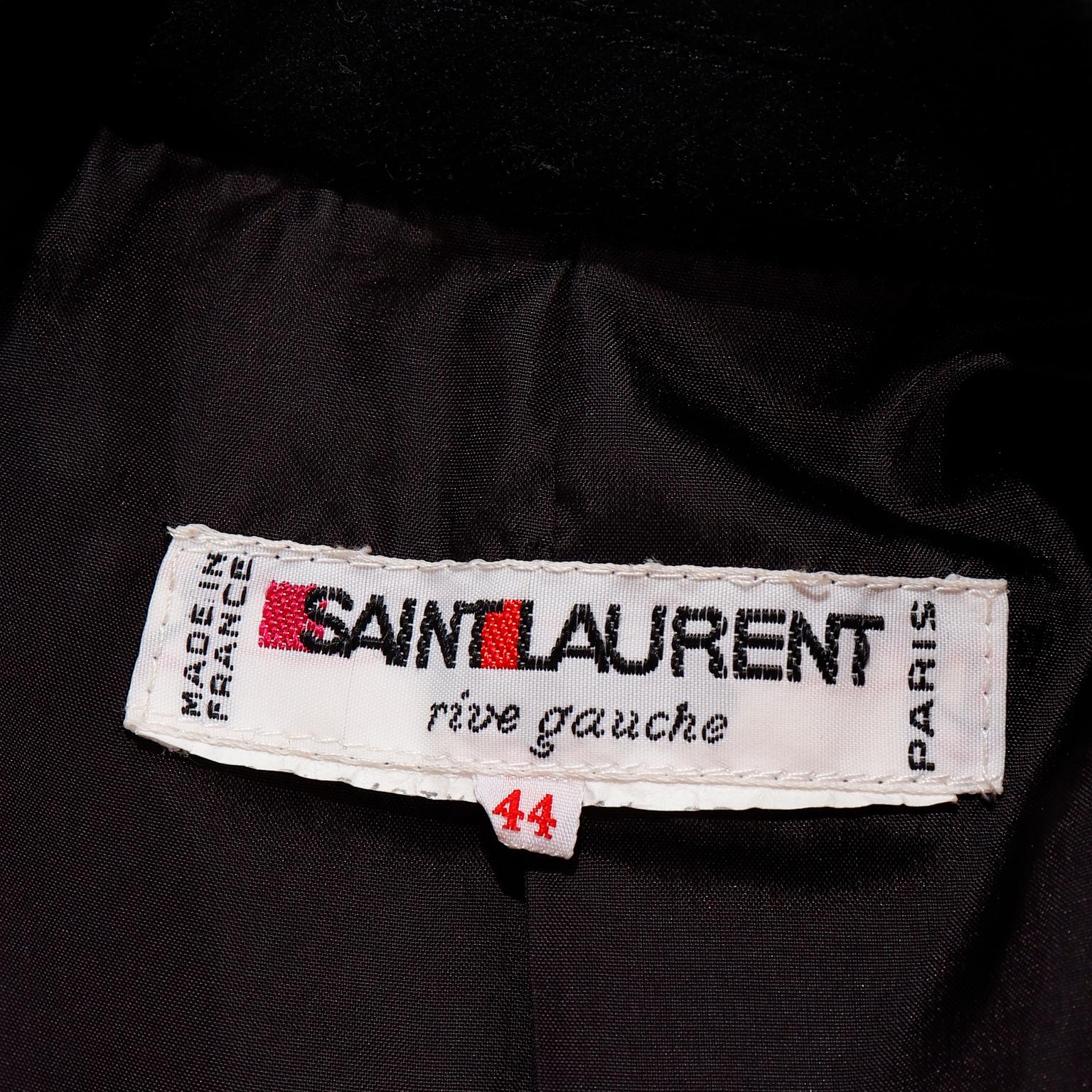 Yves Saint Laurent Vintage Black Wool Cropped Blazer Jacket 1