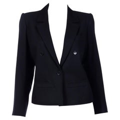 Yves Saint Laurent Vintage Black Wool Cropped Blazer Jacket