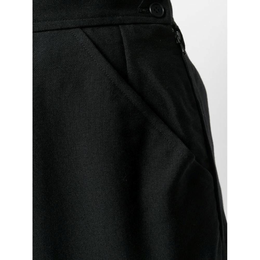 Yves Saint Laurent Vintage black wool midi straight 80s skirt 1