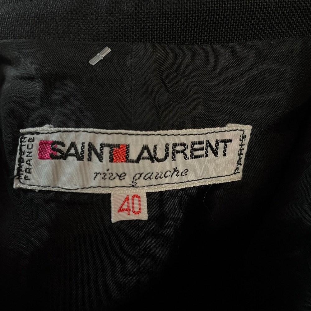 Yves Saint Laurent Vintage black wool midi straight 80s skirt 4