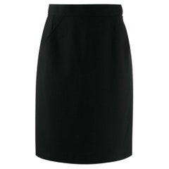 Yves Saint Laurent Vintage black wool midi straight 80s skirt
