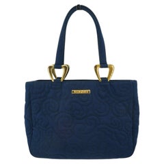 Yves Saint Laurent Vintage Blue Arabesque Nylon Canvas Handbag