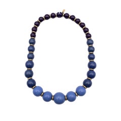 Yves Saint Laurent Vintage Blue Beaded Collar Necklace