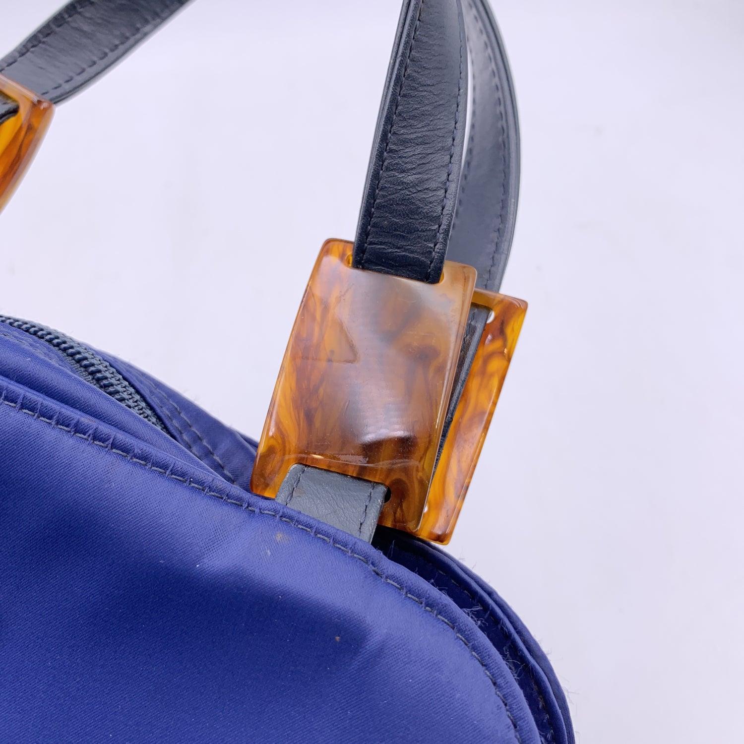 Yves Saint Laurent Vintage Blue Canvas YSL Logo Satchel Handbag 4