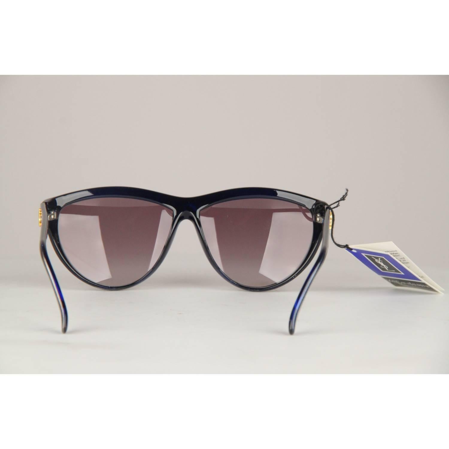 Yves Saint Laurent Vintage Blue Marbled Sunglasses 9045 56mm New Old Stock In New Condition In Rome, Rome