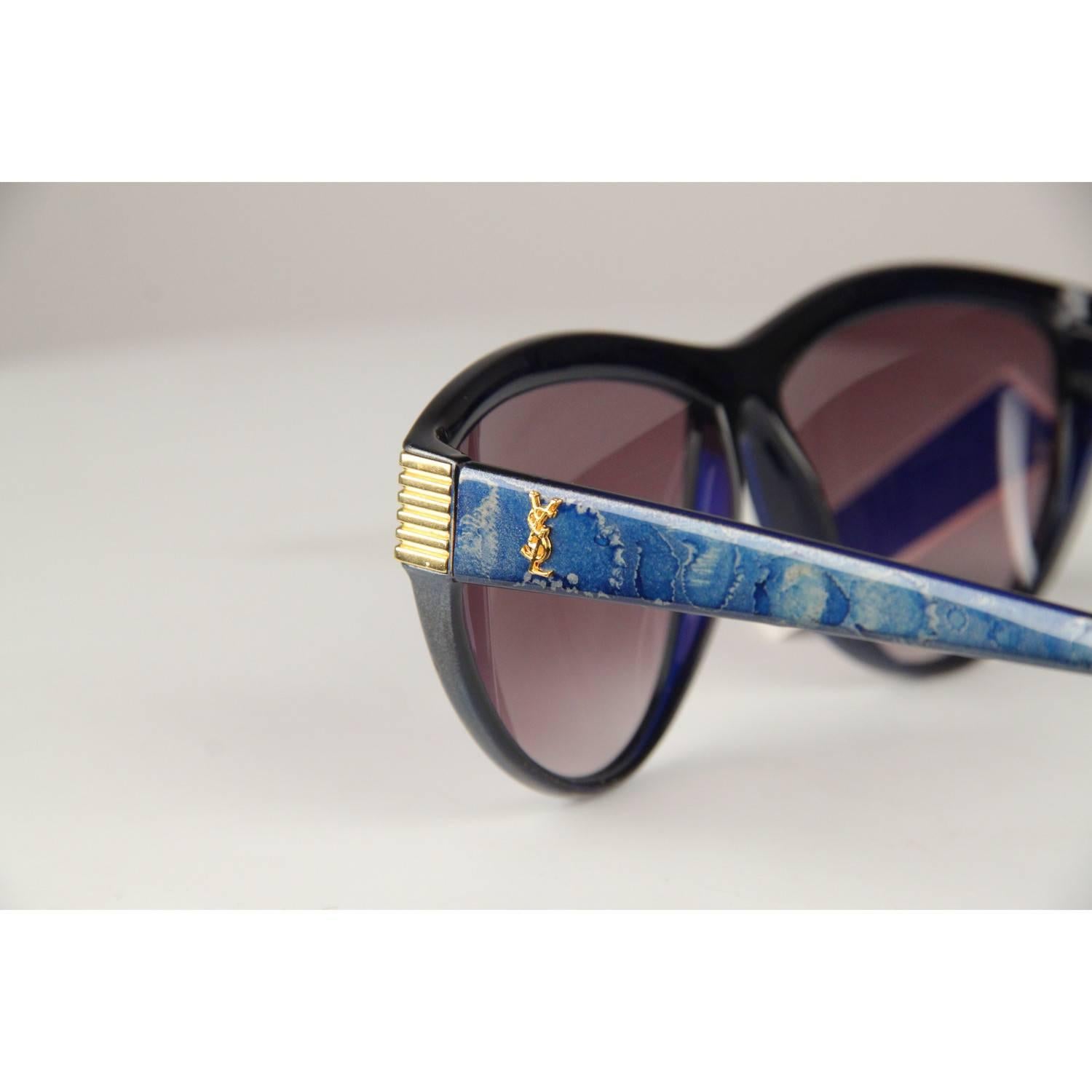 Women's Yves Saint Laurent Vintage Blue Marbled Sunglasses 9045 56mm New Old Stock