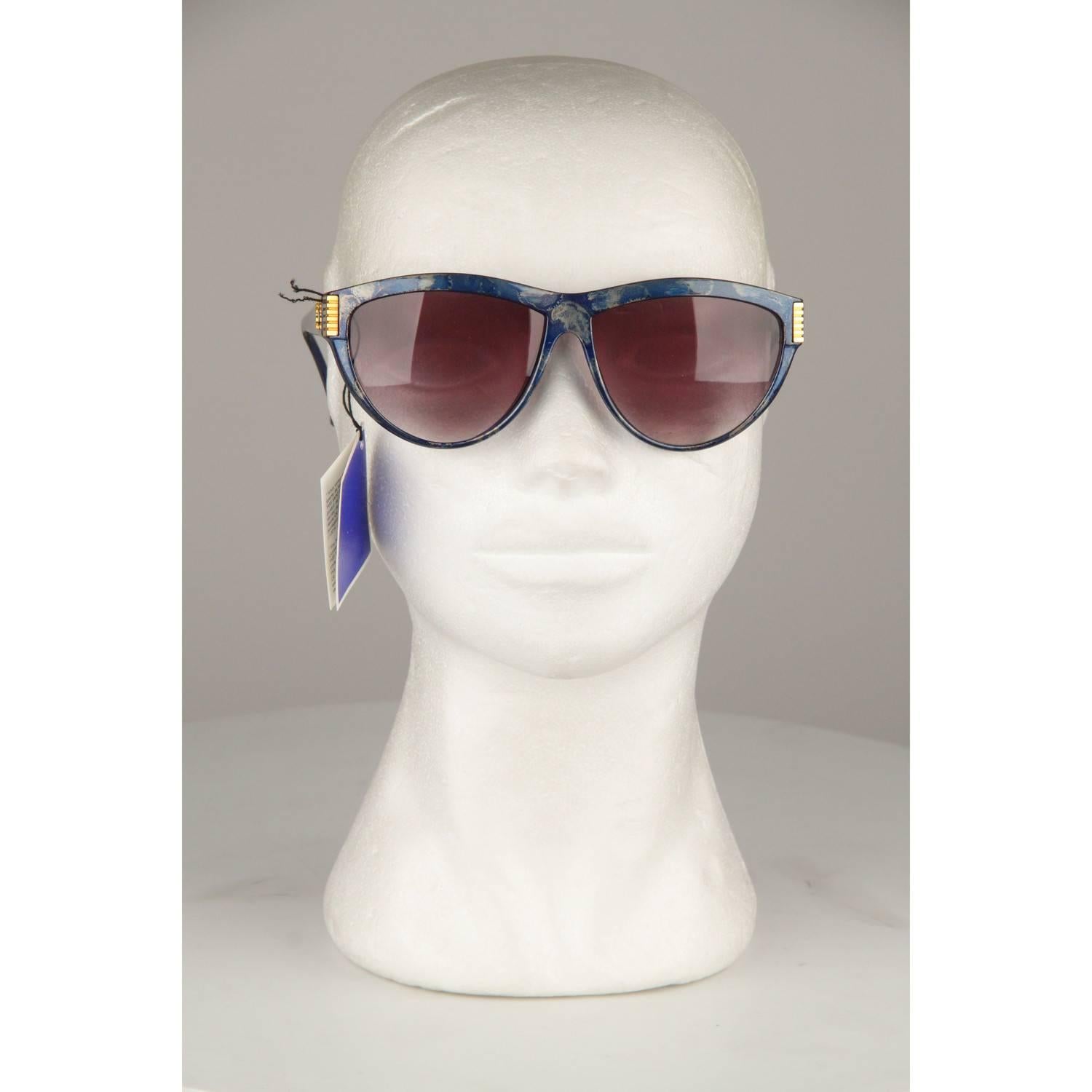 Yves Saint Laurent Vintage Blue Marbled Sunglasses 9045 56mm New Old Stock 2