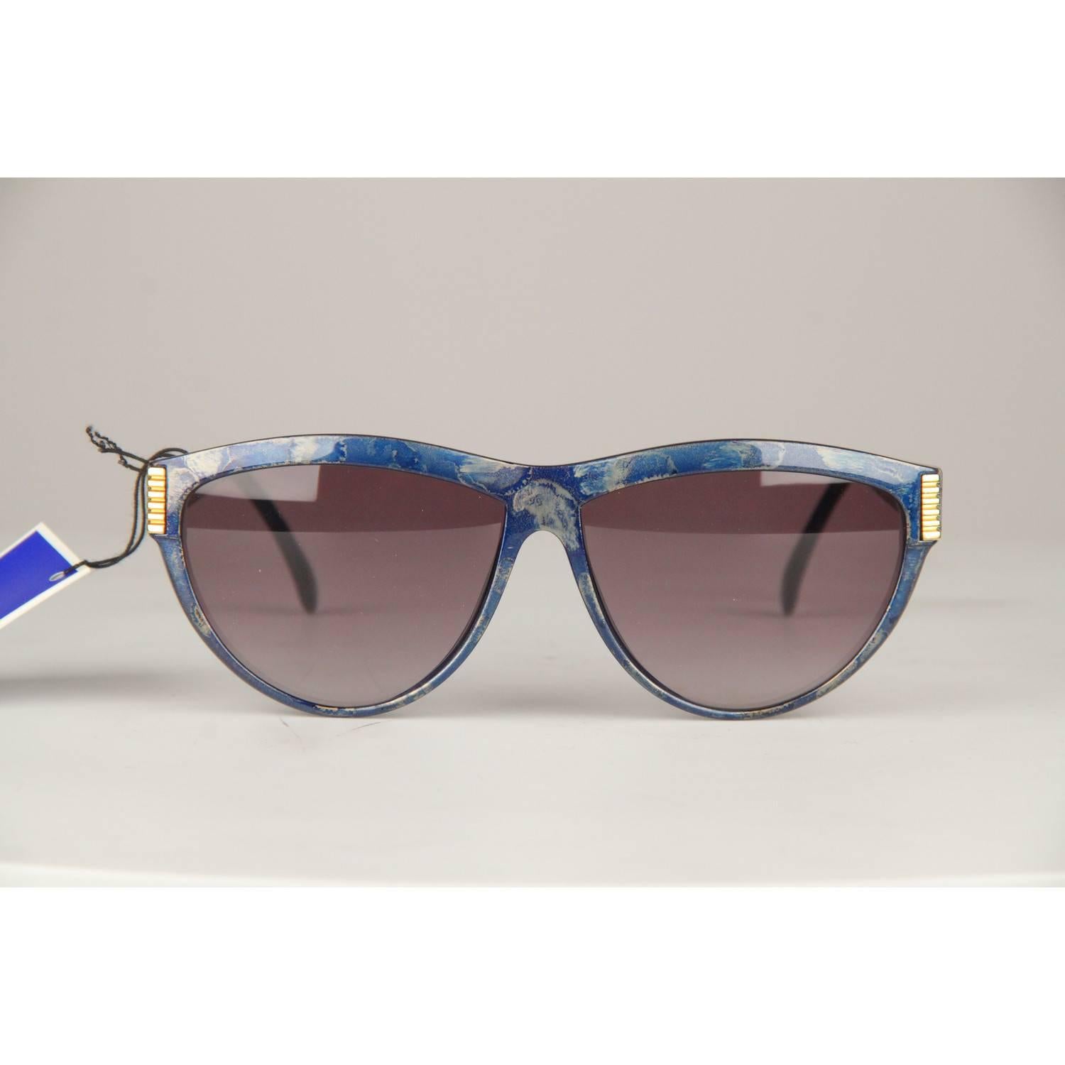 Yves Saint Laurent Vintage Blue Marbled Sunglasses 9045 56mm New Old Stock 3