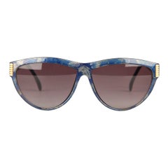 Yves Saint Laurent Vintage Blue Marbled Sunglasses 9045 56mm New Old Stock