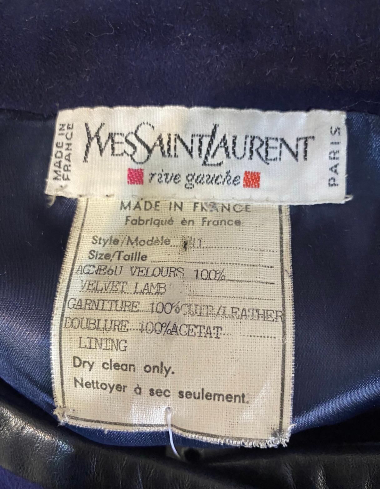 Yves Saint Laurent vintage blue suede Jacket For Sale 1