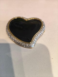 Yves Saint Laurent Vintage Heart Brooch, Swarovski Crystal, 1980