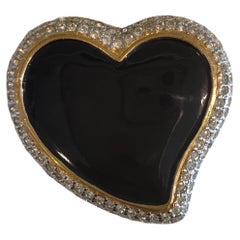 Yves Saint Laurent Vintage Heart Brooch, Swarovski Crystal, 1980