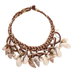 Yves Saint Laurent Vintage Brown and Cream Shell Necklace (1970s)