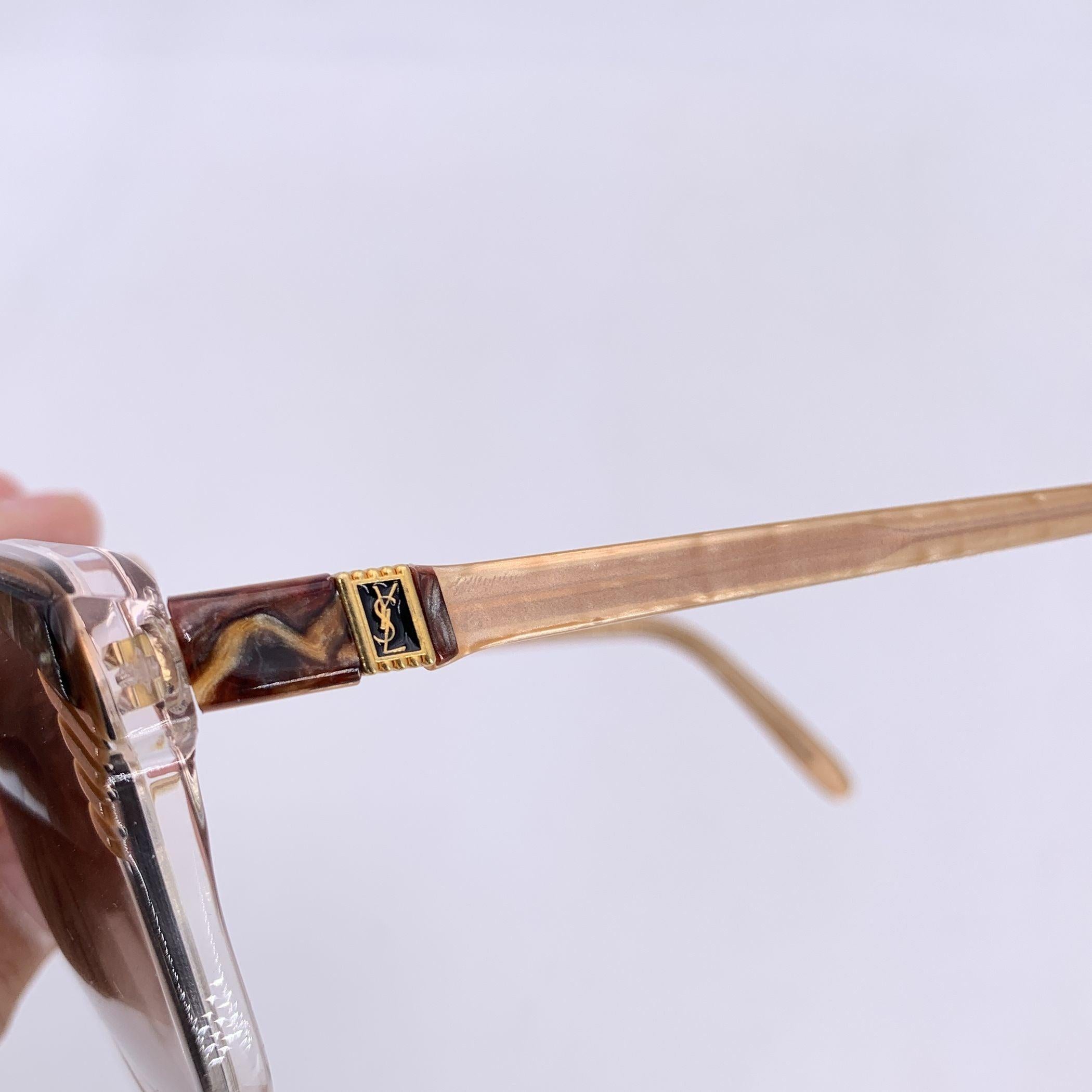 Women's Yves Saint Laurent Vintage Brown Clear Sunglasses SOPHOCLE 56/14 For Sale