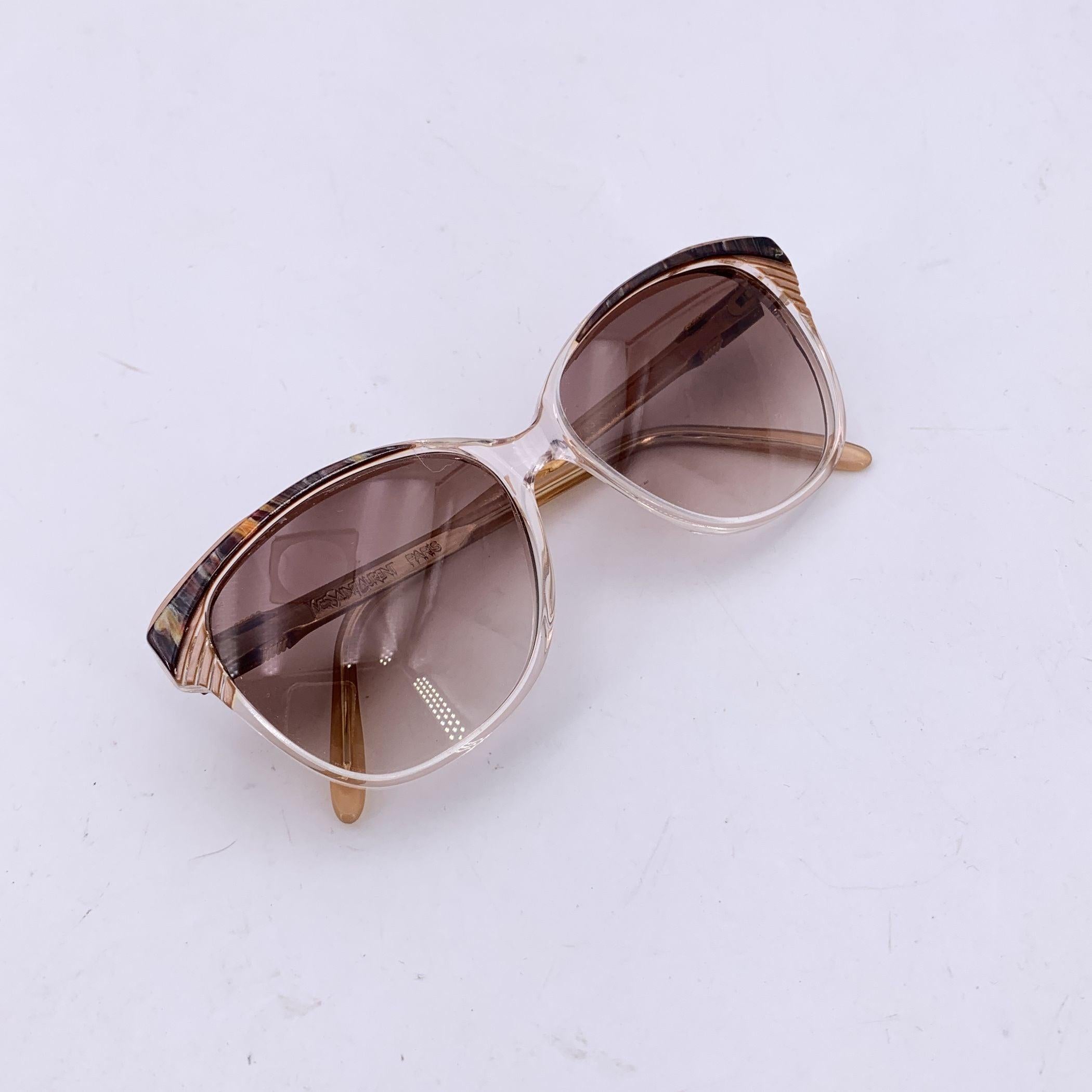 Yves Saint Laurent Vintage Brown Clear Sunglasses SOPHOCLE 56/14 For Sale 2