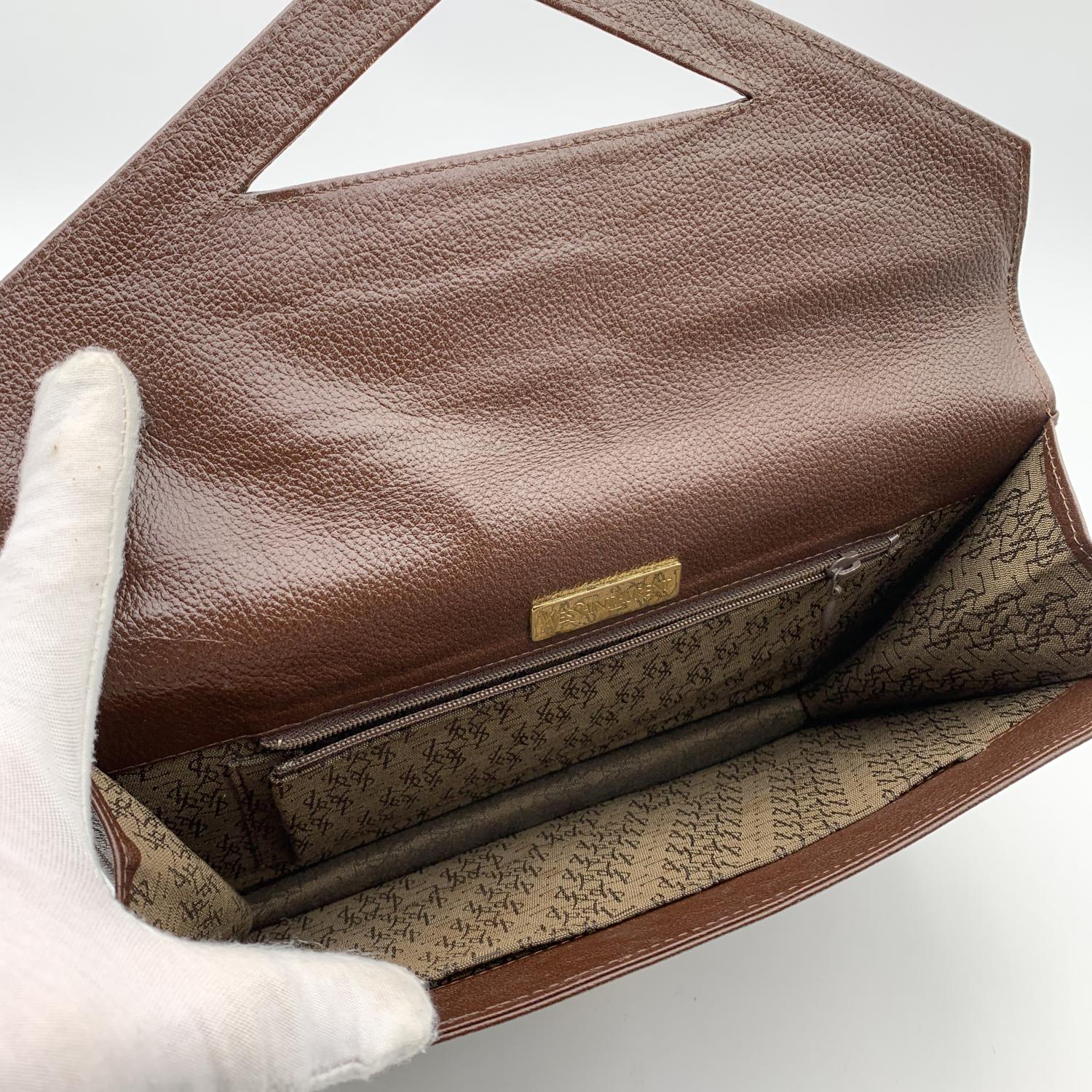 Women's or Men's Yves Saint Laurent Vintage Brown Leather Clutch Bag Handbag
