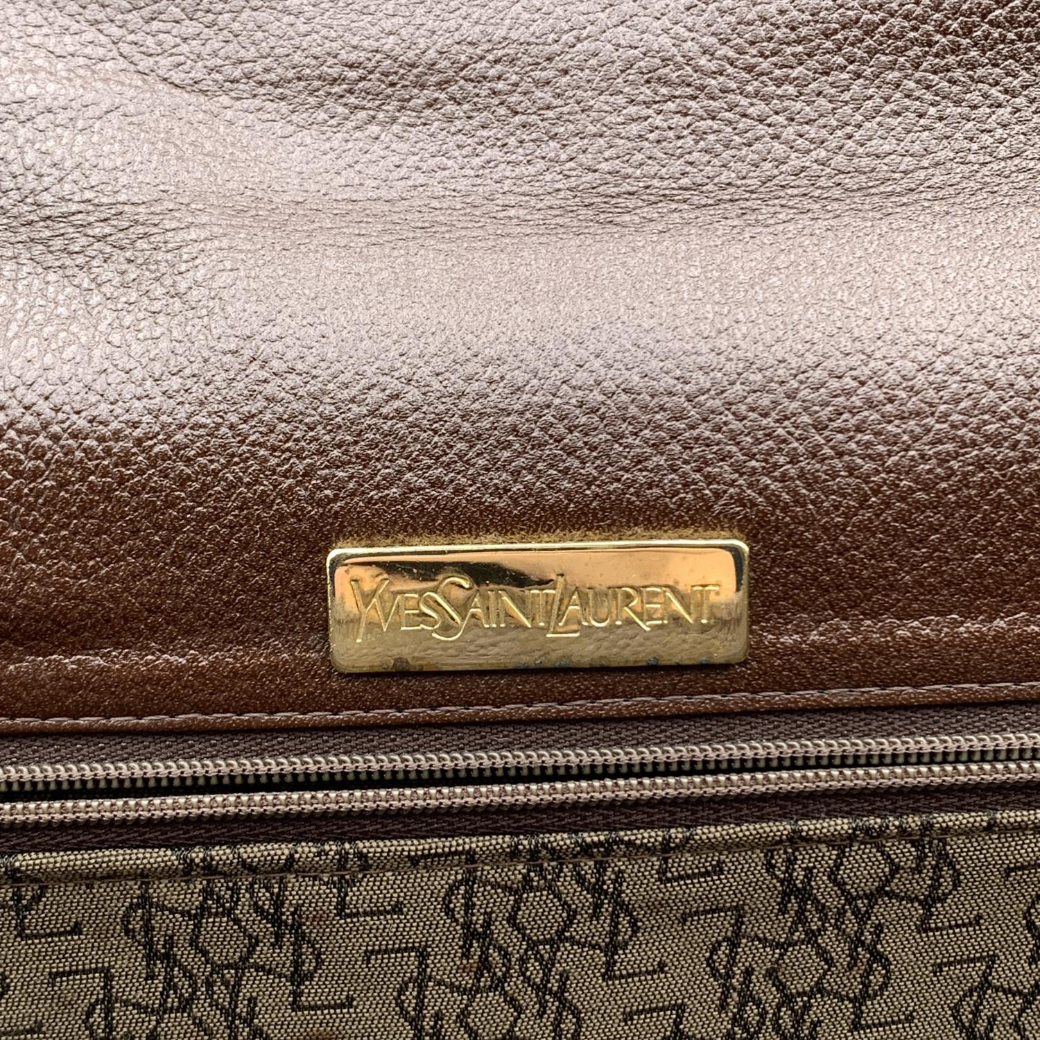 Yves Saint Laurent Vintage Brown Leather Clutch Bag Handbag 1