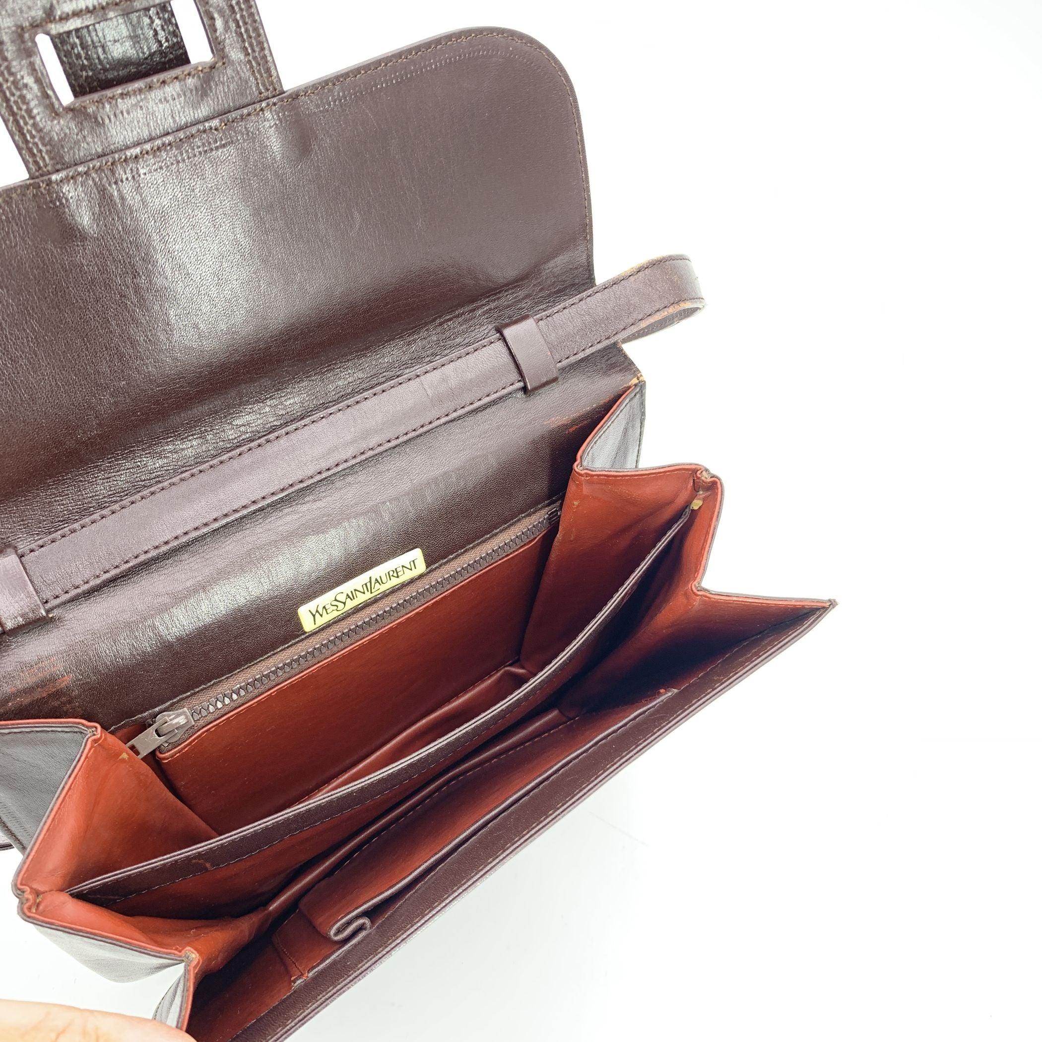 Yves Saint Laurent Vintage Braun Leder Convertible Umhängetasche im Angebot 1