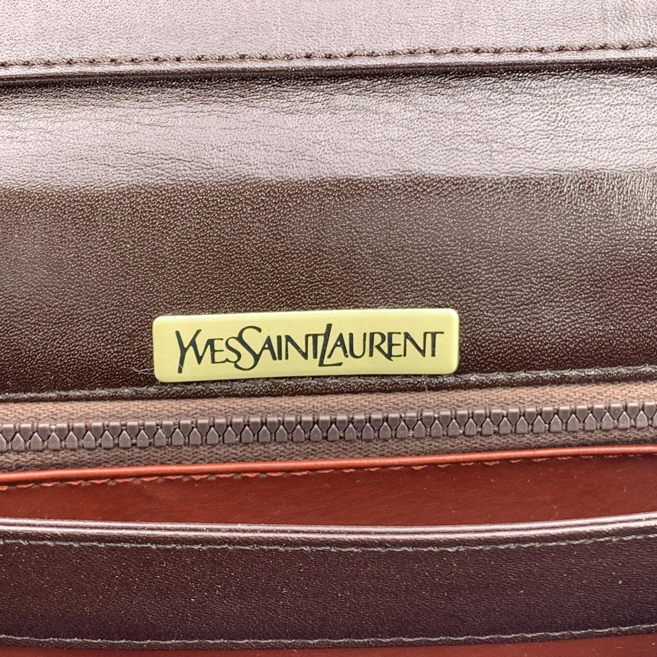 Yves Saint Laurent Vintage Braun Leder Convertible Umhängetasche im Angebot 2