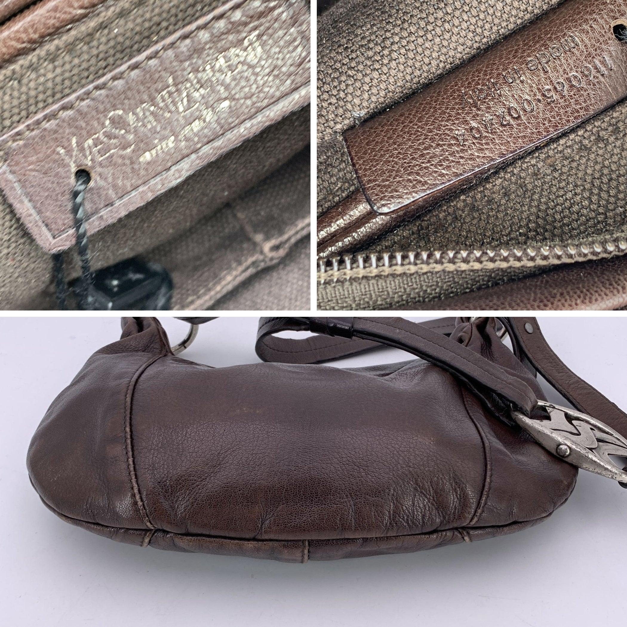 Women's Yves Saint Laurent Vintage Brown Leather YSL Buckle Shoulder Bag