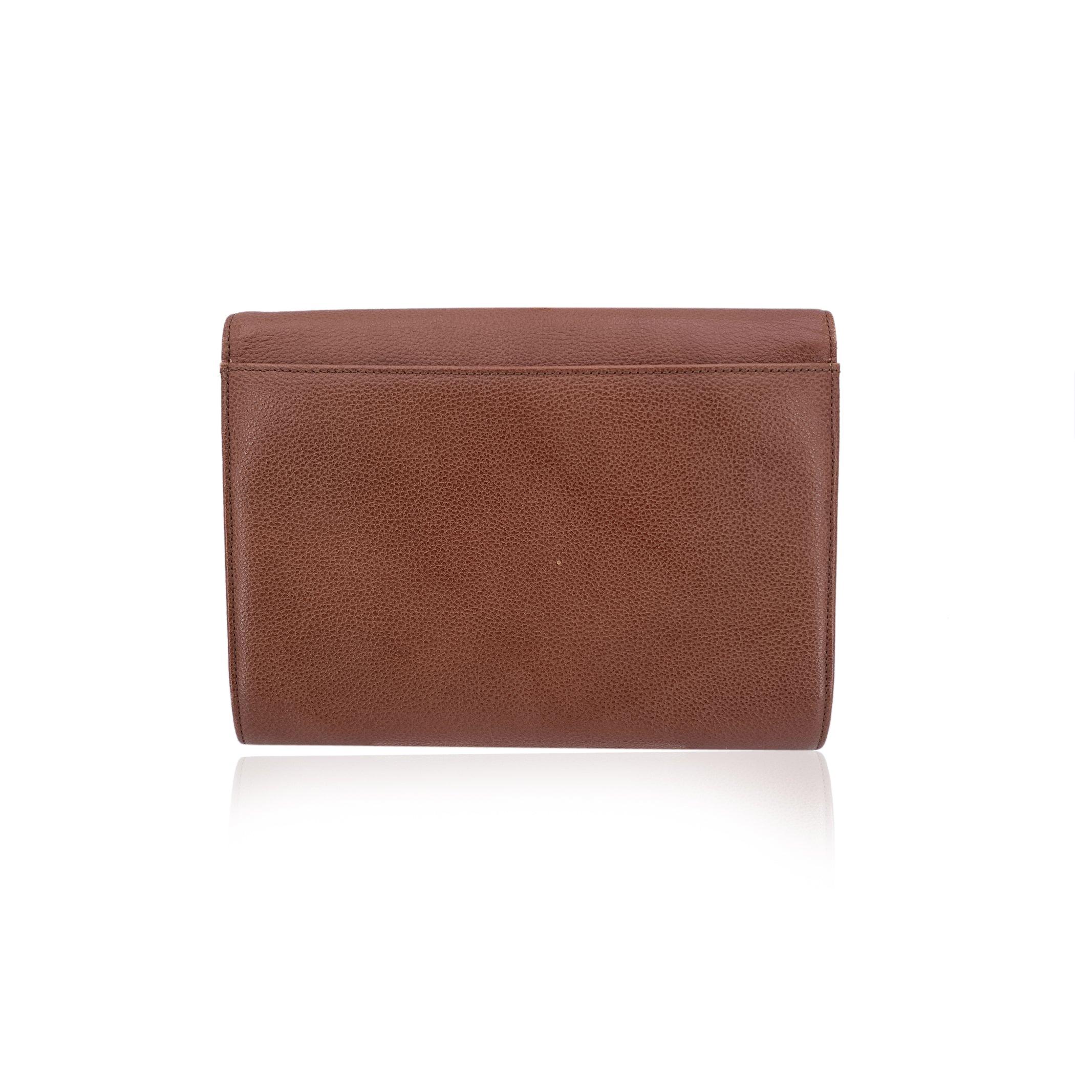 Yves Saint Laurent Vintage Braun Leder YSL Klappe Clutch Tasche Handtasche im Zustand „Gut“ im Angebot in Rome, Rome