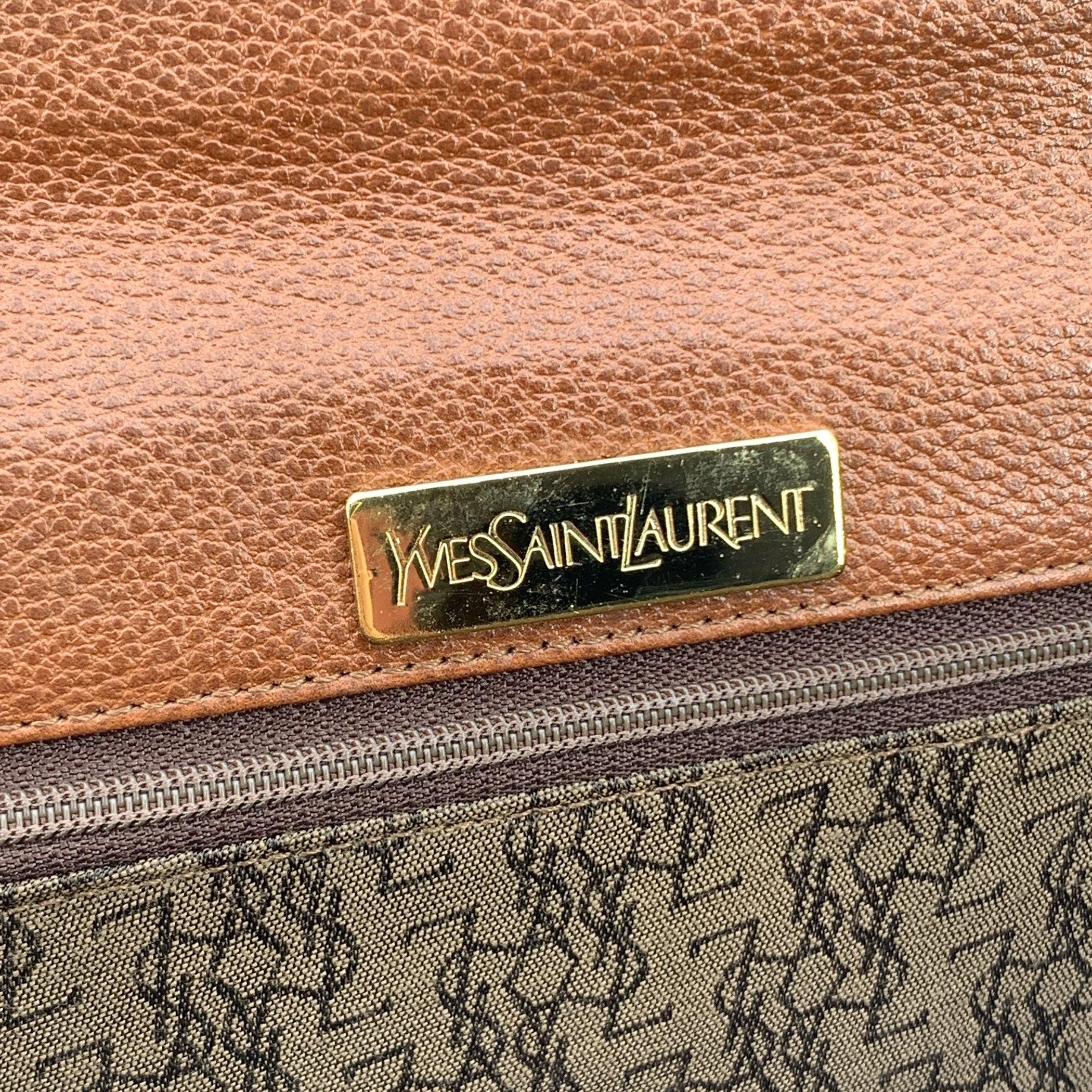 Yves Saint Laurent Vintage Braun Leder YSL Klappe Clutch Tasche Handtasche im Angebot 2