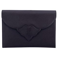 Yves Saint Laurent Used Brown Leather YSL Logo Flap Clutch Bag
